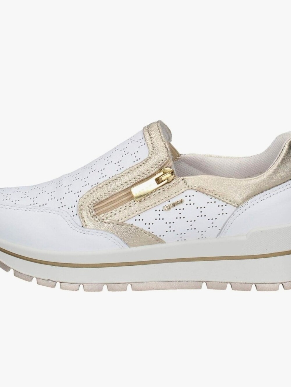 Igi&Co Anisia Perforated Platform Slip-On Sneakers  Sporty Wedge In White Sz 8